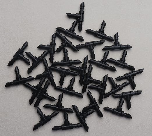 Sowaka 30 Pcs Drip Irrigation Fittings Kit Black 1/4 Inch Tube End Goof Hole Plugs Irrigation Stoppers for Drip Systems Home Garden Lawn Supplies (Tee)