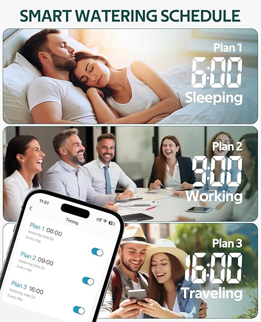 HIRALIY Automatic Watering System for Potted Plants, Smart Plant Watering Device Supporting Both 2.4GHz and 5GHz WiFi, Smart Drip Irrigation System Remote Control for Up to 15 Potted Plants