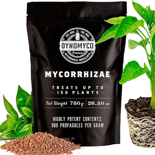 DYNOMYCO Mycorrhizal Inoculant - Plant Growth & Root Treatment, Concentrated Mycorrhiza Formula, Boosts Nutrient Uptake, Mycorrhizae Plant Food for Resilience & Fertilizer (750g / 26.50oz)