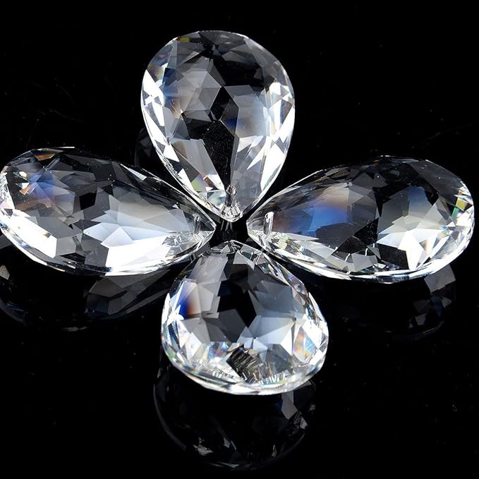 H&D 10pcs 50mm Chandelier Crystal Prisms Pendants - Clear Crystal Teardrops Parts