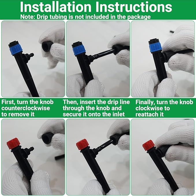 Drip Irrigation Emitters, Sprayers for 1/4" Tubing, 1/2" to 1/4" Fittings, Barbed Connectors for 1/2" Tubing (0.67" OD), End Plugs for Garden Watering System 38 Pcs (Tubing Not Included)