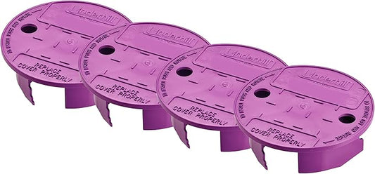 Underhill Sprinkler Valve Round Box Lid, VersaLid 6” to 7” Universal Cover for Automatic Irrigation System, Lawn, Yard, Outside, Purple, 4 Pack