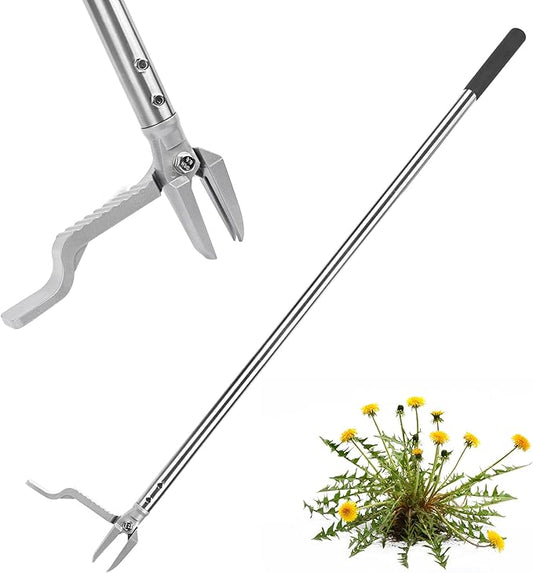 Stand up Weed Puller with 3 Claw Head, 45.6" Long Handle Weed Puller Tool Stand up Heavy Duty, Detachable Weed Remover Tool, No Need Bending Kneeling Weeding Tool for Lawn Yard Garden