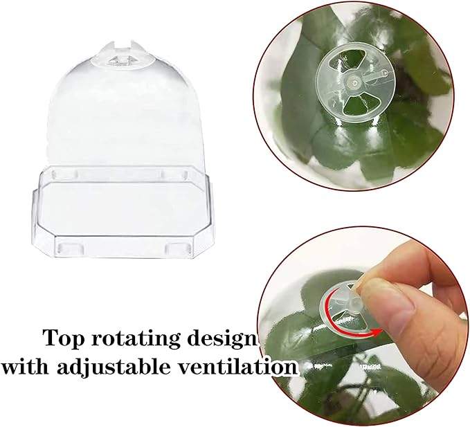 EBaokuup 4" Clear Plant Nursery Pots with Humidity Dome, 10PCS Plastic Gardening Pot Plant Container, Seed Starting Pot with Drain Holes for Seedlings/Vegetables/Succulents/Cuttings