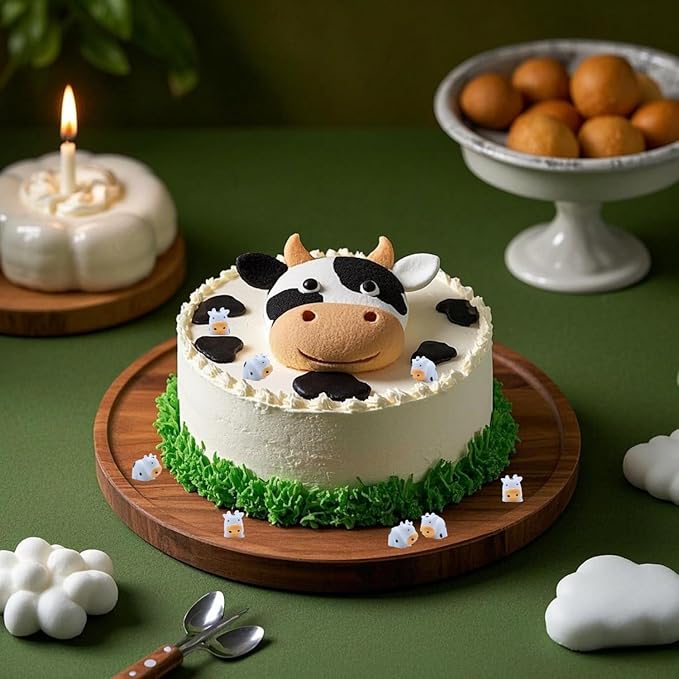 DoubleWood Mini Cow Figurines Set, 90 Pieces, Resin Mini Animals Decorations for Fairy Gardens and Miniature Landscapes (90, White)