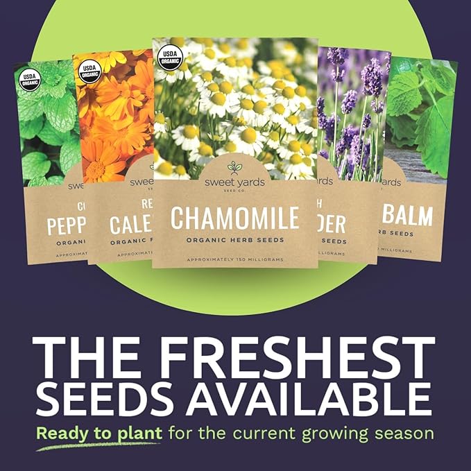 Organic Herbal Tea Seeds Variety Pack - 16 Individual Packs - 2025 Season - Mint, Lavender, Chamomile and More! for Indoor & Outdoor Planting (Non-GMO, Certified Organic)