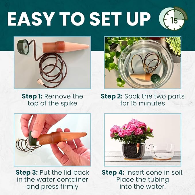 Blumat Classic Plant Watering Stakes - Self-Watering Insert for Indoor and Outdoor Plants - Automatic Slow Release Irrigation System for Potted Plants - Houseplant Care Device (12 Packs)