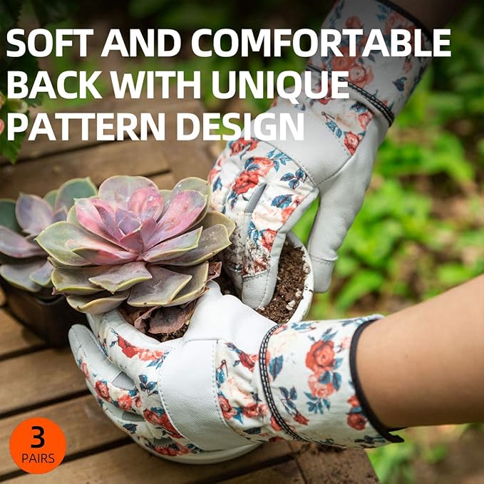 Vgo... Gardening Gloves for Women, Goatskin leather,Puncture Resistant Palm and Fingertips,Touchscreen(GA3561)