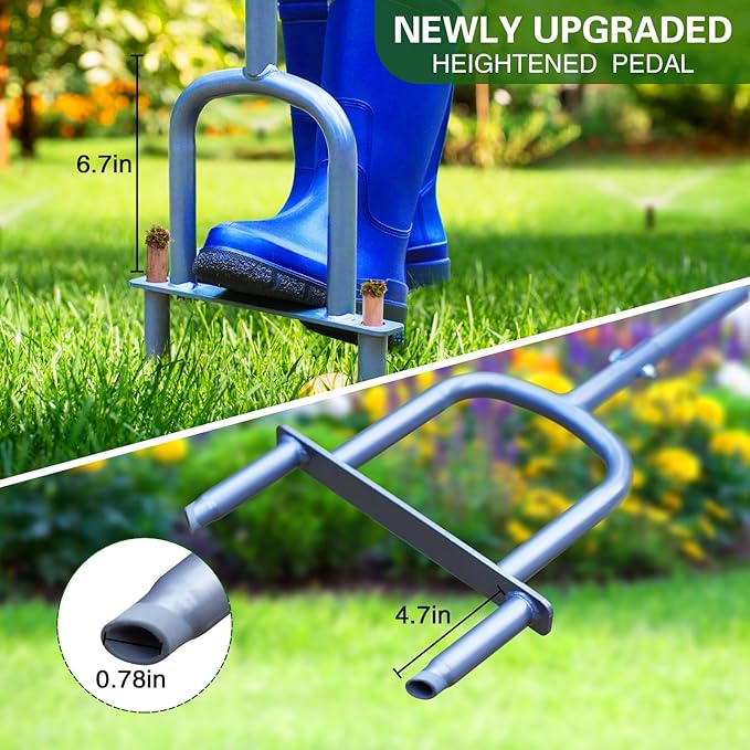 Manual Lawn Coring Aerator Tool, Plug Coring for Compacted Soils, Grass Aerators for Small Yards, Gardening Hand Tools, Aerator Lawn Tool for Loosen Soils -37 Inches（Black）