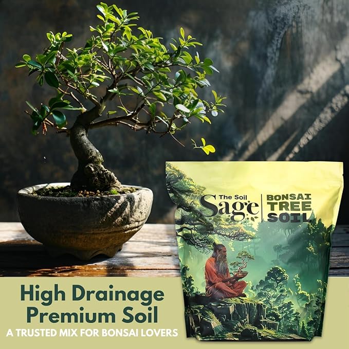 Soil SAGE Bonsai Soil - Premium All-Purpose Blend with Akadama - Large 5qts./5l Ready to Use Soil Mix for All Bonsai Tree Varieties - Pumice, Lava Rock & Pine Bark Fines - Made in U.S.A.