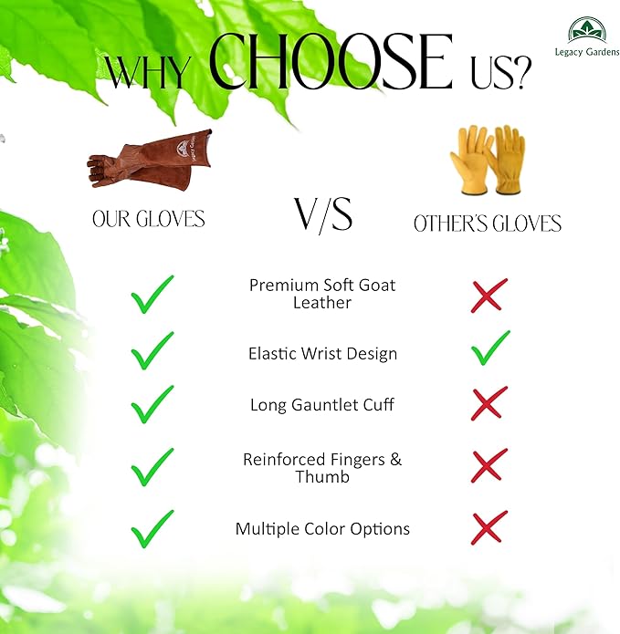 Thorn Resistant Leather Gardening Gloves for Men & Women – Long Gauntlet Rose Pruning Gloves with Forearm Protection for Pruning and Yard Work (2XL, Brown)