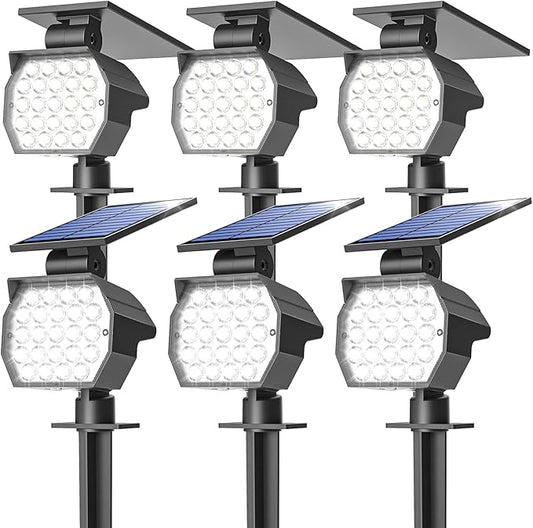 NIORSUN Solar Spot Lights Outdoor,23 LEDs Landscape Lighting with Auto On/Off and 3 Lighting Modes, IP67 Waterproof Spotlights,Outdoor Solar Lights for Yard Garden,6 Pack(Cool White)