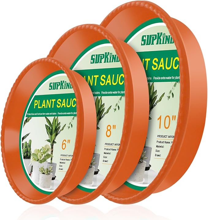 9 Pack Plant Saucers (6 inch /8 inch /10 inch),Heavy Sturdy Plant Trays Pot Tray for Indoor Clear Plastic Flower Pot Saucers Thicker Plant Water Drip Trays for pots-Terracotta