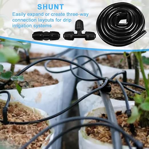Drip Irrigation Tubing, 40 FT 1/2 inch Main Drip Line Hose Tube with 1/2" Straight Connector and 3-Way Connector for Garden Watering Landscape Irrigation System