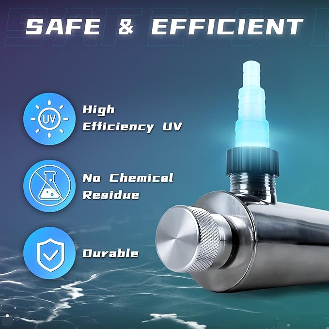UV Light for Aquarium Algae Control with 55W UVC Bulb Stainless Steel Ultraviolet Green Water Machine Algae Remover for Pond