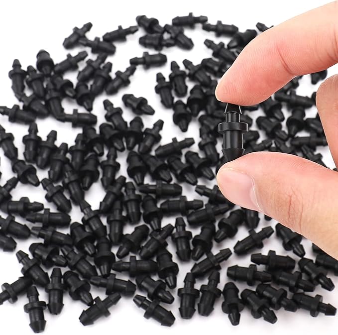 150 Pcs 1/4'' Drip Irrigation Tubing End Plugs, 1/4 Inch Drip Irrigation Barbed End Closure/Cap for Drip Sprinkler Garden Lawn Systems