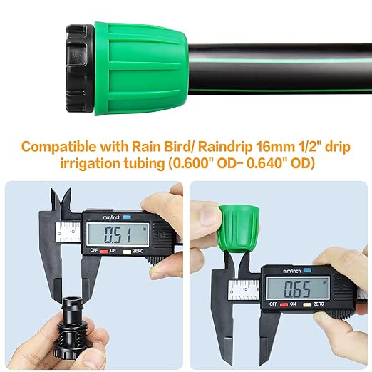 Drip Irrigation 1/2" End Cap Fittings：1/2 Inch Drip Line Lock Barbed End Plug Connectors for 1/2 Drip Irrigation Tubing (1/2" ID x 0.640" OD) Anti-Drop Drip Irrigation Parts (12 Pieces)