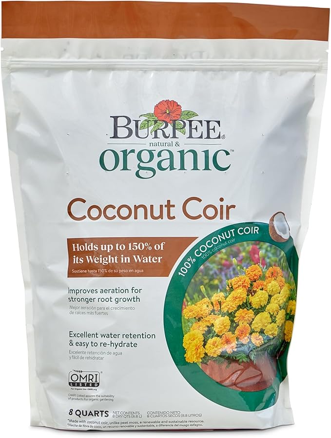 Burpee Natural & Organic Coconut Coir, 8 Quart, (1 Pack)