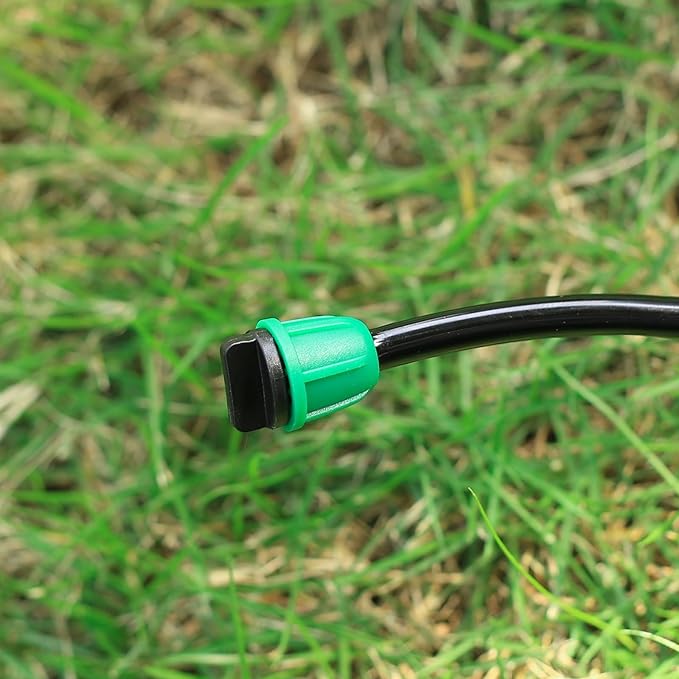 1/4 inch Drip Irrigation Fittings, Lock Barbed End Plugs for ¼ in. tubing; Tubing Outside Diameter (OD) is 0.250 in., Internal Diameter (ID) is 0.170. in.(25Pcs/Pack) (Green-End Cap)