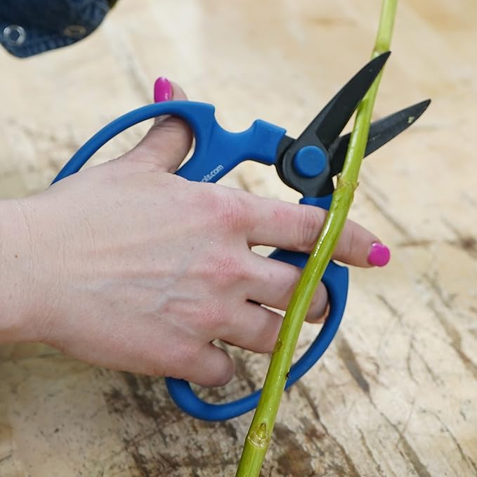 Meraki Flower Scissors Set of 3 / Garden Scissors with Black Carbon Steel Blades, 3 Sizes in Cool Analogous Colors