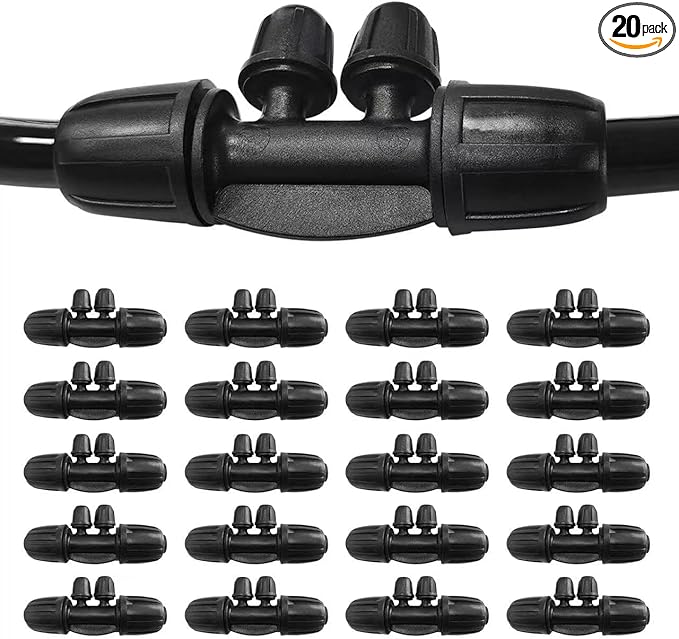 20 Pcs 1/2 Inch to1/4 Inch Drip Irrigation Tubing Fittings,Irrigation Hose Connectors,Lock Barbed Tee 4 Way for Lawn Plant Garden Watering System,Drip Irrigation System (1/2'' ID x 0.60''-0.63'' OD)