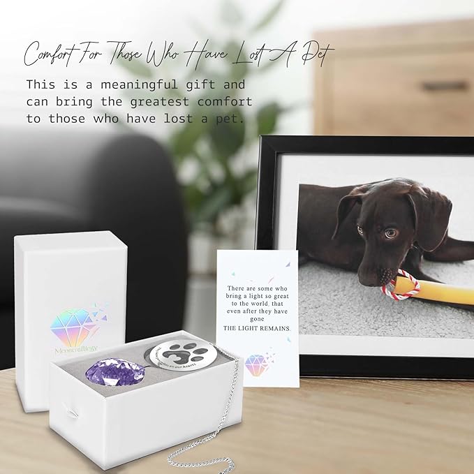 Dog Memorial Gifts, Unique Loss of Pet Sympathy Idea, Purple Crystal Ball Rainbow Suncatcher with Paw Print for Cat or Dog Remembrance and Bereavement