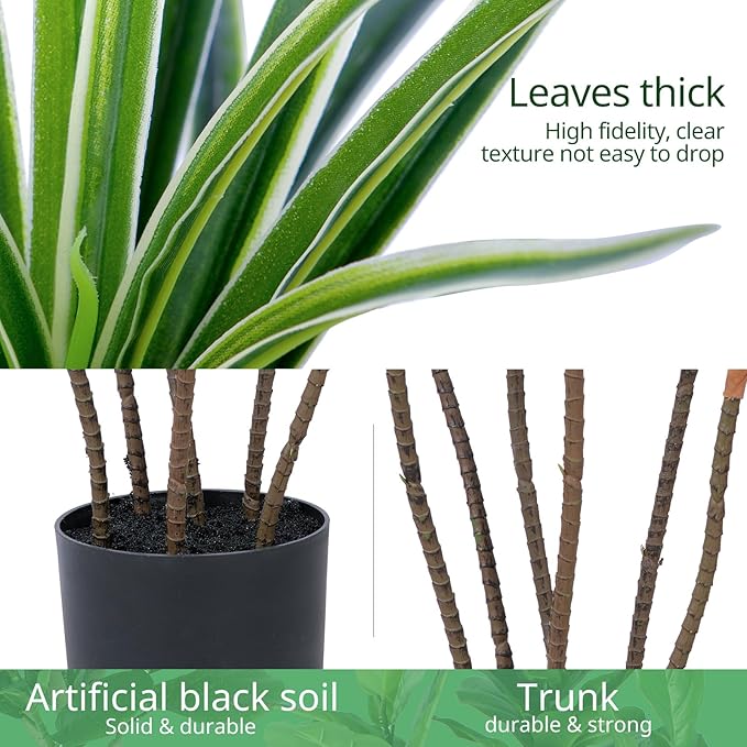 Artificial Dracaena Plants Indoor, 5 ft Faux Tropical Floor Plants Indoor, Tall Fake Yucca Silk Tree in Pot, Artificial Trees for Home Office Decor Indoor Outdoor Housewarming Gift