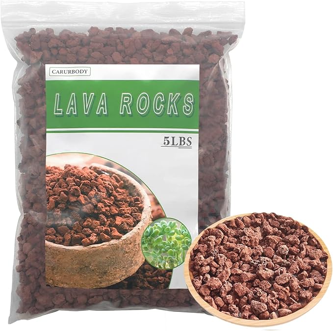 Red Lava Rocks for Plants -100% Pure Volcanic Rock No Dyes or Chemicals-Best Lava Stones Top Dressing for Cacti Succulents Plants,Bonsai-5LBS