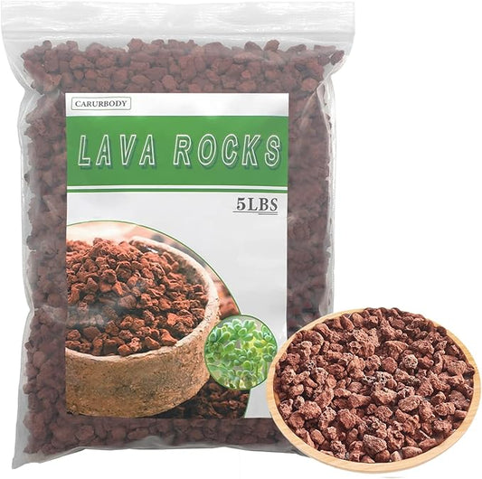 Red Lava Rocks for Plants -100% Pure Volcanic Rock No Dyes or Chemicals-Best Lava Stones Top Dressing for Cacti Succulents Plants,Bonsai-5LBS