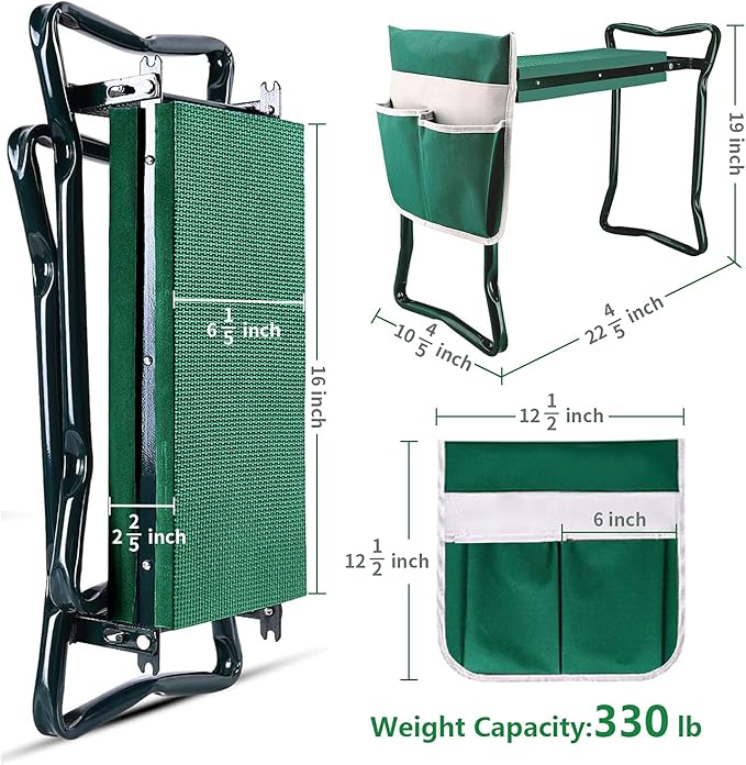 BESTHLS Garden Kneeler and Seat - Heavy Duty Folding Stool for Gardening, Protects Knees and Back, Supports up to 330 lbs - Ideal for Gardeners