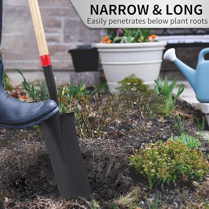 Nohovu Spade Shovel for Digging, Heavy Duty Shovel with D-Handle, Trench Shovel for Gardening, 45 Inches