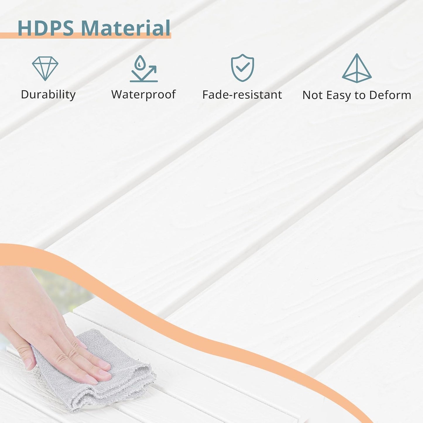 LUE BONA 27 inch Folding Side Table, HDPS Outside End Table for Patio, Porch, Deck, Pool, Weather Resistant, White