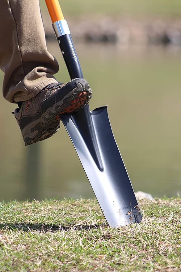 Ashman Drain Spade Shovel (Pack of 6) - 48-Inch Long D Handle Spade - Heavy Duty Handle with Thick Metal Blade - Premium Quality Orange Multi Purpose Shovel.