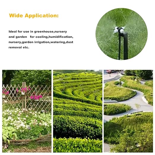 Drip Irrigation Misting Sprinkler Emitter on Spike Assembly, 9 Sets Micro Spray Mister with Stake and 1/4 inch Tubing for Cooling Humidification Nursery Landscape