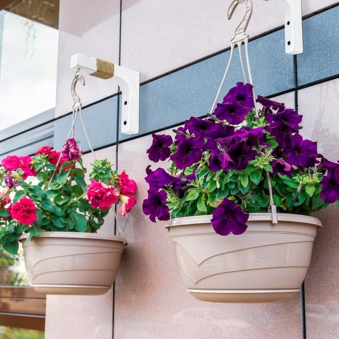 2 Pack Plant Hanger Hooks for Indoor Hanging Plants, Hanging Planters for Indoor Plants Farmhouse Wooden Hanging Basket Wall Hooks for Outdoor Flower Pots Lanterns Wind Chime Lights Garden Decoration