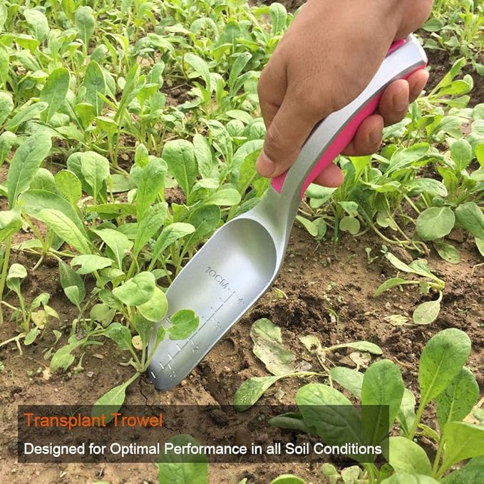 Gardening Tool Set Light Weight, 3PC Bend Proof Gardening Kits, Hand Shovel One-Piece Aluminum, Gardening Gifts for Women, Hand Scoop, Small Trowel, Garden Rake, Pink