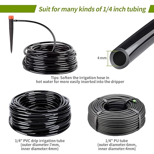 Irrigation Drippers,50 pcs Drip Irrigation Emitters for 1/4" Drip Irrigation Tubing 360 Degree Adjustable Water Flow Drip Emitters Irrigation Drip Heads Drip Irrigation Spray Emitters for Flower Plant