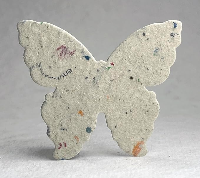 Of The Earth Handmade Paper - Wildflower Seed Paper Butterfly Shape - Large 3" - Set of 24 (47s Junk Mail)