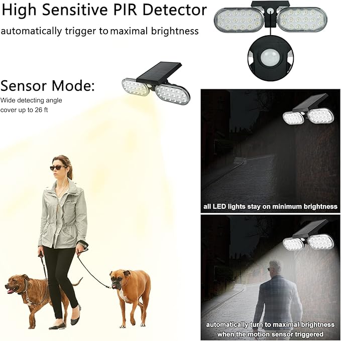 Luwint 2 Packs Outdoor Solar Lights Landscape Wall Spotlights Adjustable Angle Auto Motion Lights Waterproof with Motion Sensor Security Wall Lights for Garden Yard Driveway Porch