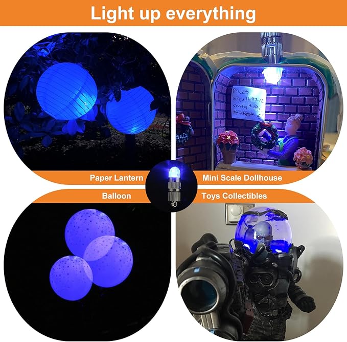 SumDirect Pack of 12/30/50/100 Colorful LED Mini Non-Blinking Lights for Paper Lanterns Balloons Floral Wedding Halloween Christmas Party Decoration Centerpieces (30, Blue)