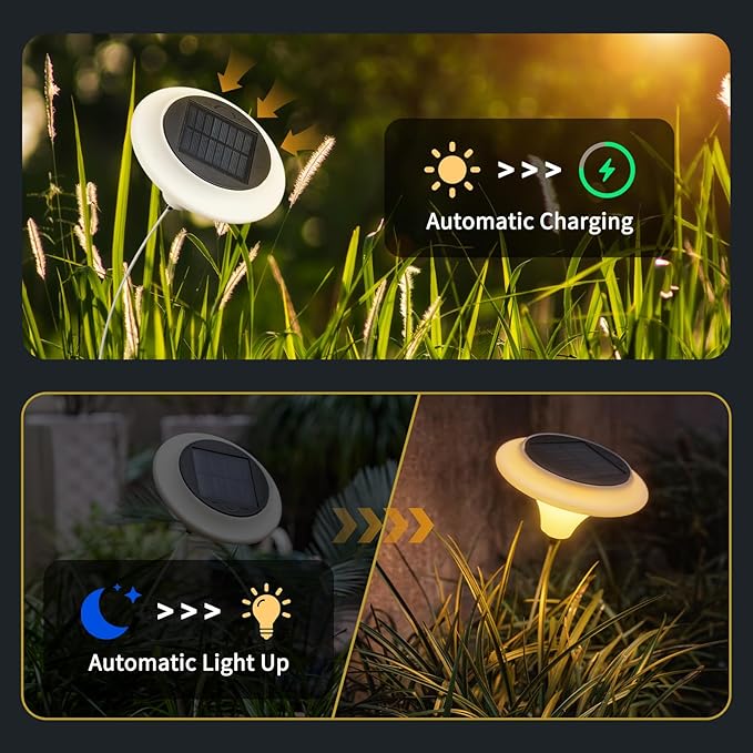 NORAGIFT Solar Garden Lights, 6 Pack Swaying Outdoor Waterproof LED Lights, Warm White, Large (20.5 inches)