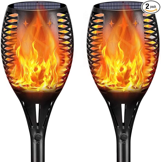 YoungPower 43'' Large Solar Torch Lights Flickering Flames Torches, Waterproof Outdoor Flame Decoration Lighting for Yard Driveway, 2P