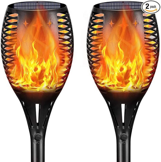 YoungPower 43'' Large Solar Torch Lights Flickering Flames Torches, Waterproof Outdoor Flame Decoration Lighting for Yard Driveway, 2P