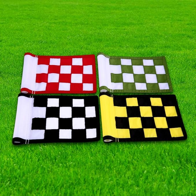 Golf Flag,Konday Checkered Training Putting Green Flags, Golf Target Flags for Indoor Outdoor Backyard Garden,8.7inch*6inch (4-pack)