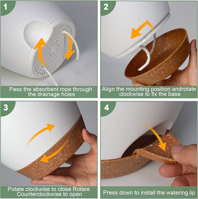 Planters for Indoor Plants, 10/9/8 Inch Self Watering Plant Pots with Drainage Hole, Plastic Planters Flower Pots for Indoor Outdoor Plants (White)