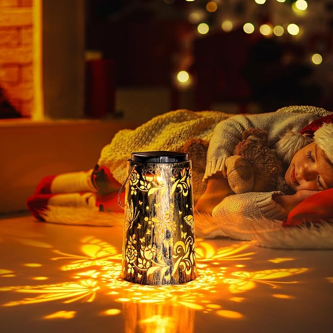 Solar Lanterns Butterfly Warm Cool Light Outdoor Waterproof Metal Decor Home Garden Yard Backyard Porch Table Pathway for Women Grandma Gifts 2pcs