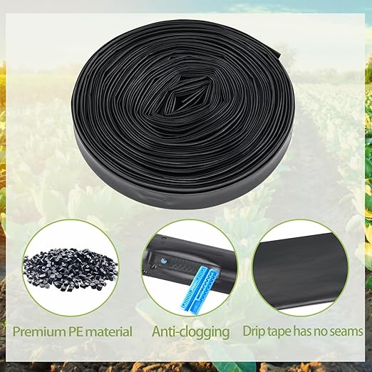 100 ft 5/8" Drip Tape Emitter Spacing 6" Irrigation Tape Drip Line Automatic Irrigation Equipment for Garden Irrigation Patio Wall Thickness : 8 mil Emitter Flow : 0.53 GPH Drip Tape Irrigation System