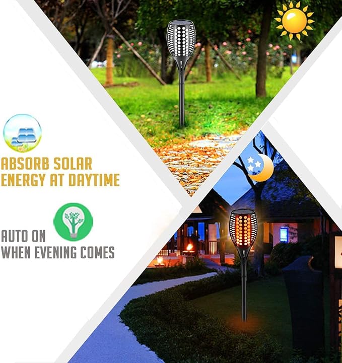 Aityvert Upgraded Larger Solar Torch Lights, Waterproof Outdoor Dancing Flames Light, Flickering Flames Garden Light, Landscape Decoration Pathway Patio Lights 43" 96 LED (6 Pack)