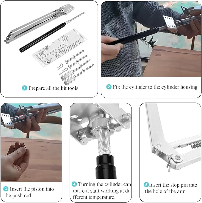 2X Auto Greenhouse Window Opener, Solar Heat Sensitive Auto Vent Opener, Roof Vent Opener Gardening Tools for Sunlight Room Automatic Greenhouse Accessories (Single Spring Up to 15 Lbs)