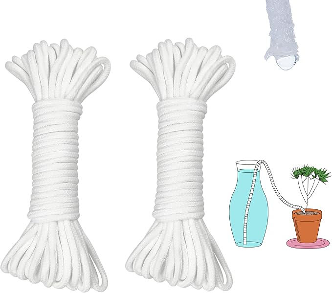 ORIMERC 60 feet 1/5 inch Self Watering Capillary Wick Cord Vacation Plant Sitter DIY Hydroponic Wicking Self-Watering Planter Pot Automatic Water System Device Potted Violet Auto Seedling Waterer Rope
